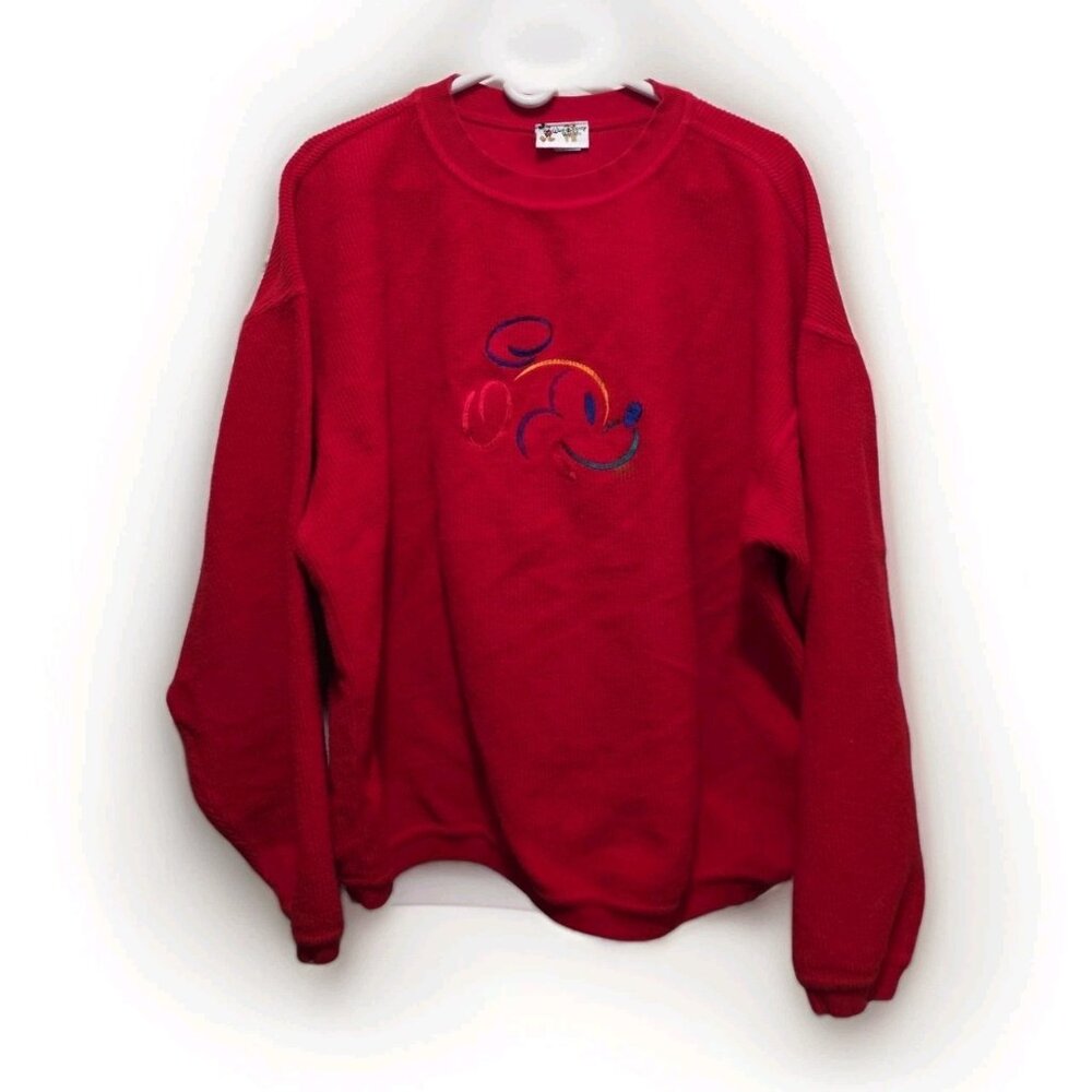 Vintage Disney Mickey Mouse Red Embroidered Sweatshirt Adult XL Y2K
